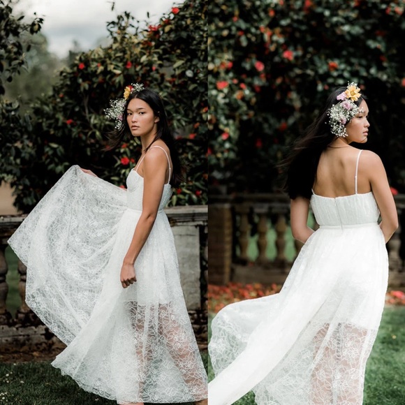 Sau Lee Selena White Lace and Velvet Bustier Wedding Dress NEW - Picture 4 of 11